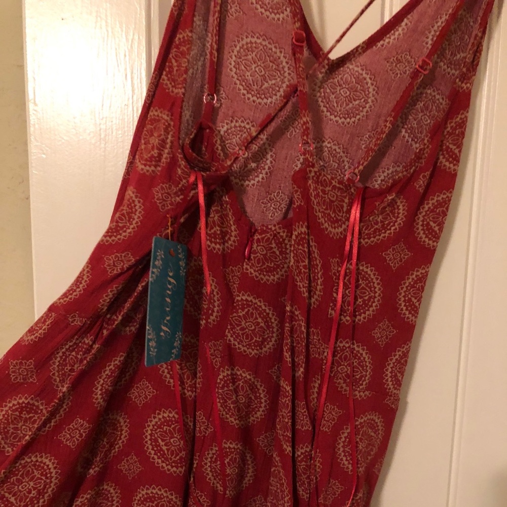 Red Printed Romper - Picture 3 of 3